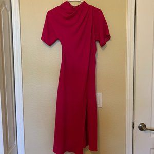 Topshop Pink Silk Midi Dress Size 2 NWT